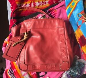 Chloe Coral Leather Shoulder Bag